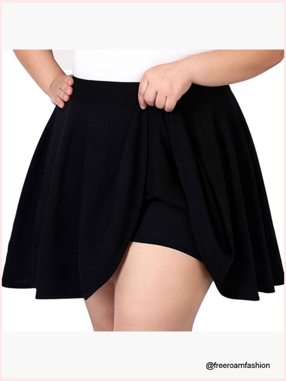 Plus Size High Waist Skater Skirt with Built-in Shorts L-5XL